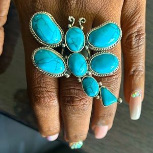 Turquoise ring statement ring dragonfly